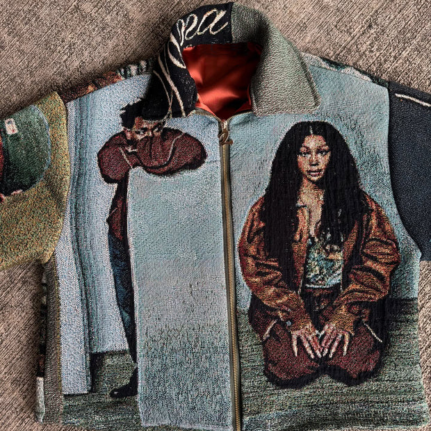 Hip Hop Rap Casual Street Vintage Tapestry Jacket