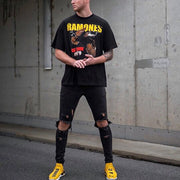 Personalized eagle print round neck vintage T-shirt