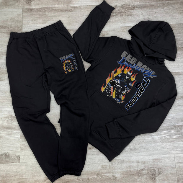 Hip Hop Print Hoodie Pant Set
