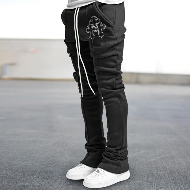 Retro Fashion Hip-Hop Tide Brand Cross Flared Pants