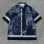 Beach Street Short Sleeve Print Vintage Shorts Shirt Set