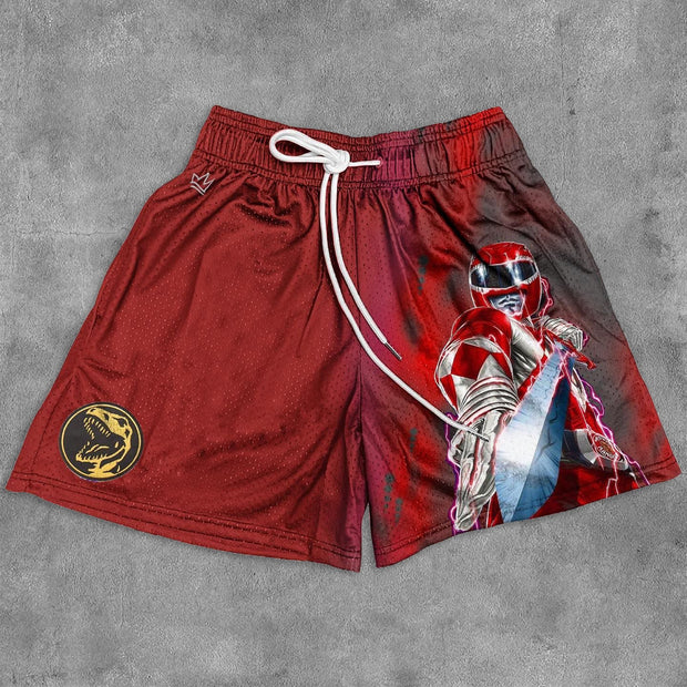 Basic Fashion  Anime Print Mesh Pocket Shorts