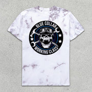 Skull Print Tie-Dye Short Sleeve T-Shirt