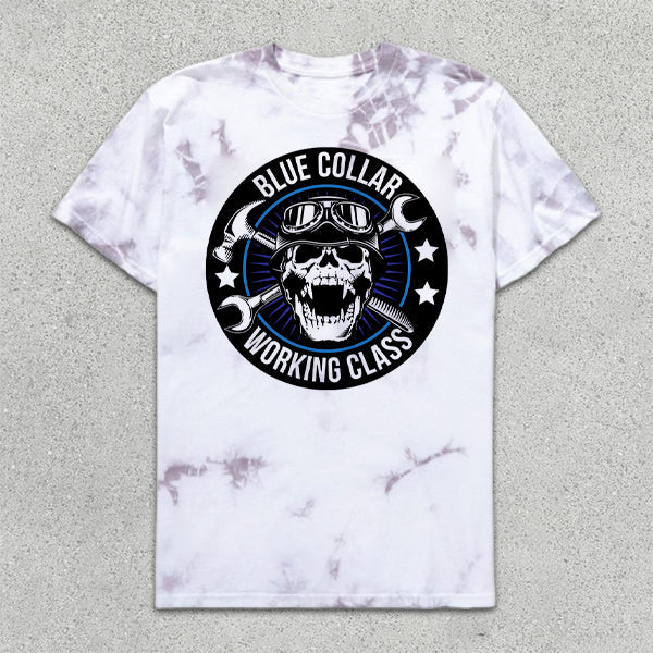 Skull Print Tie-Dye Short Sleeve T-Shirt
