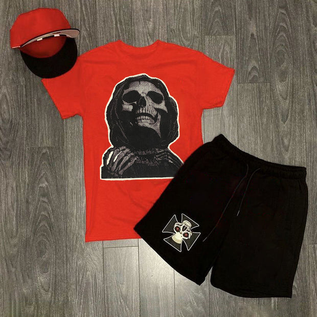 Casual skull print two piece