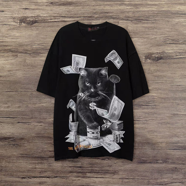 Personalized cat street short-sleeved T-shirt