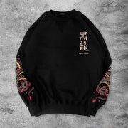 Casual sakura black dragon japanese home sports long sleeve shirt