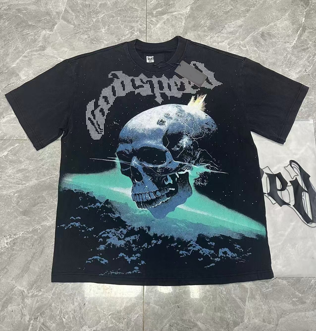 Fashion skull print round neck T-shirt