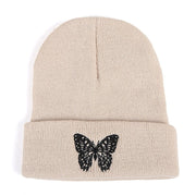 Butterfly embroidery knitted hat hip hop woolen cap warm cap cold cap