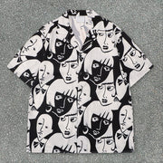 Street fashion brand lapel loose short-sleeved shirt suit