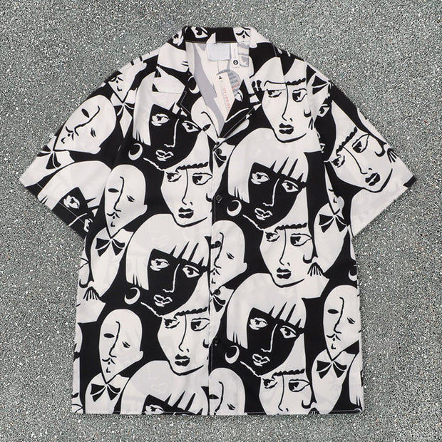 Street fashion brand lapel loose short-sleeved shirt suit