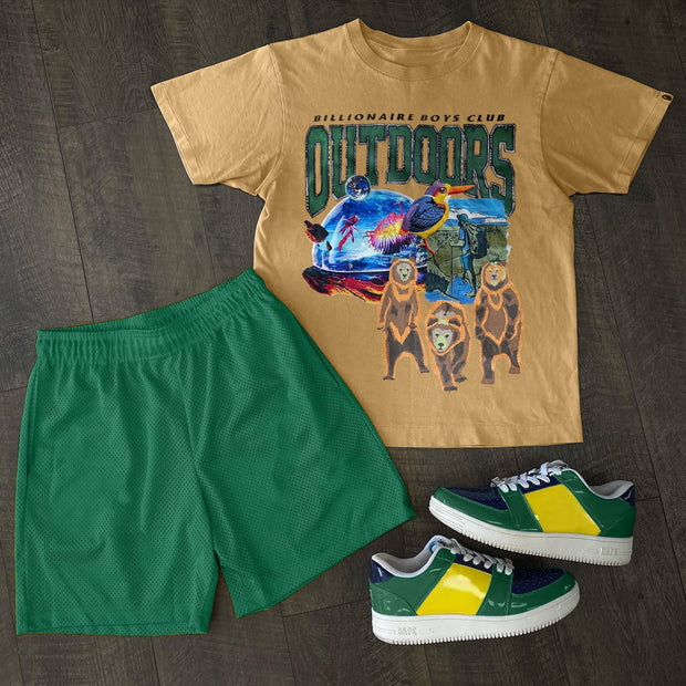 Fashion retro casual print T-shirt shorts two-piece set