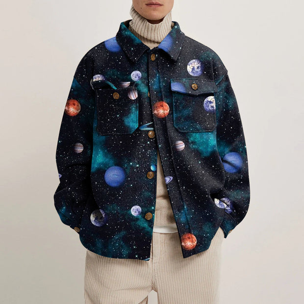 Retro fashion print lapel coat