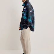 Retro fashion print lapel coat