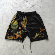 Vintage art angel print street shorts