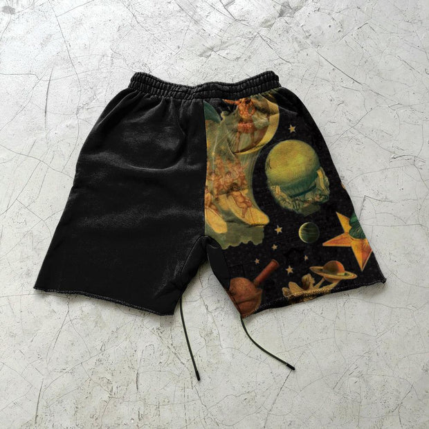 Vintage art angel print street shorts