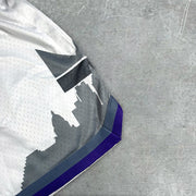 statement-print varsity track shorts