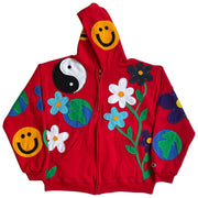 Casual Art Design Pattern Long Sleeve Hooded Cardigan Sweater