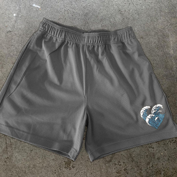 Love printed mesh sports casual shorts