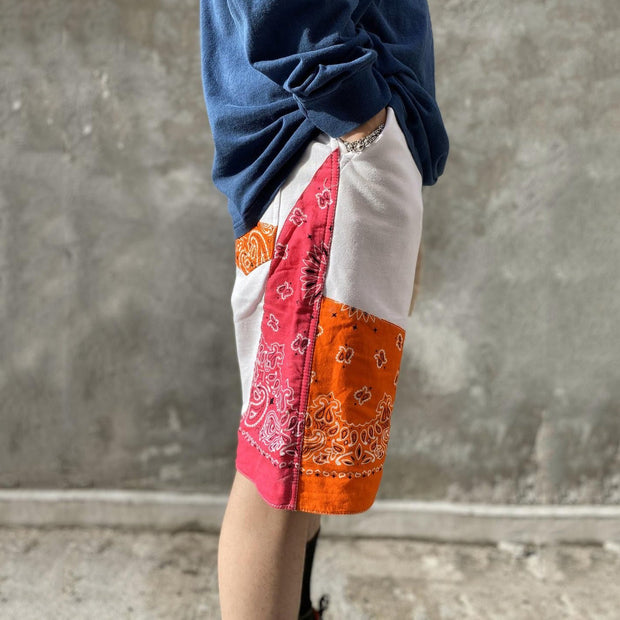 Cashew flower stitching fashion casual loose shorts