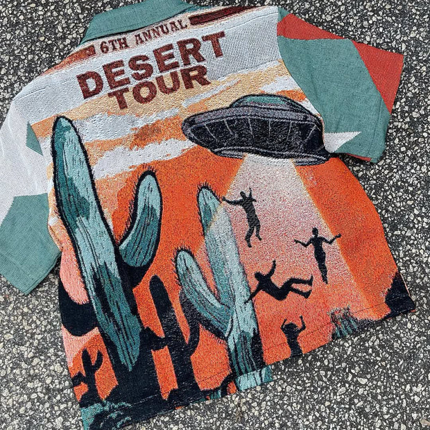 Desert Cactus Tapestry Short Sleeve Shirt