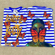 Fashion striped personality street long-sleeved loose T-shirt