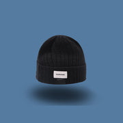 Letter double label woolen warm knitted hat