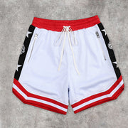 Contrast Panel Street Mesh Sports Loose Shorts