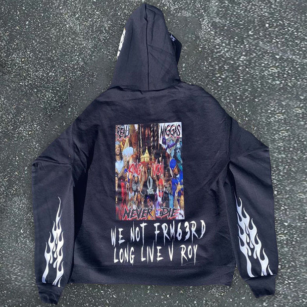 Personalized street style skull print hoodie