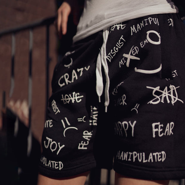 Statement print casual track shorts