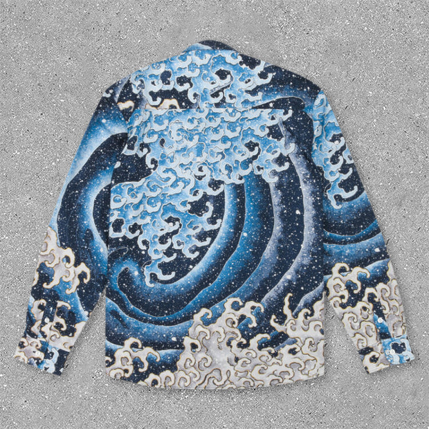 Artistic trendy printed long-sleeved shirt