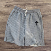 Waffle cross print street shorts