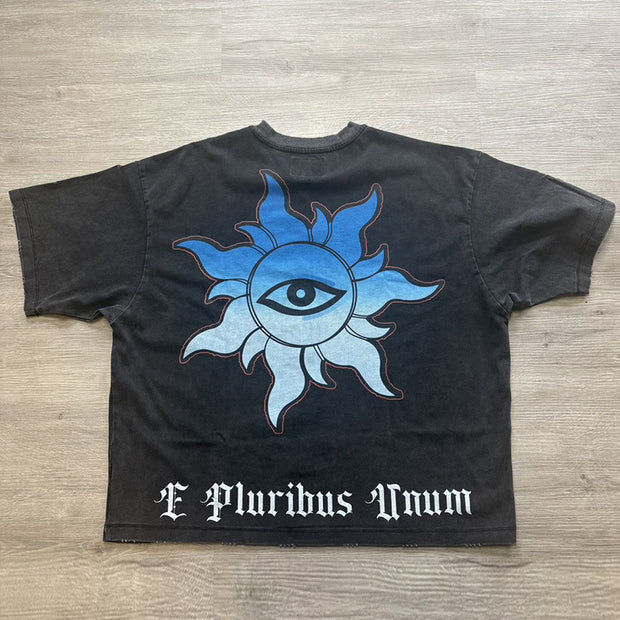 Casual car print crew neck T-shirt