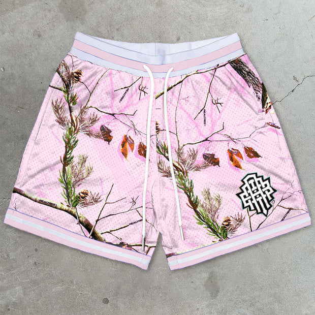 Trendy retro printed mesh blessing shorts