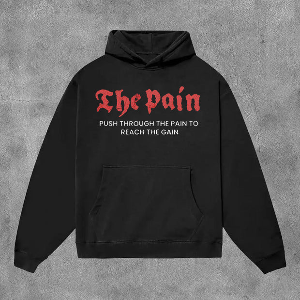 No Pain No Gain Print Long Sleeve Hoodies
