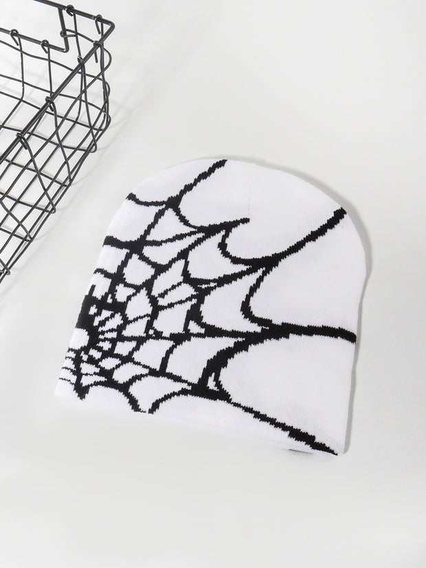 Spider web Y2K jacquard hat for men and women