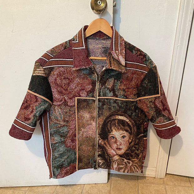 Vintage Garden Tapestry Shirt Jacket