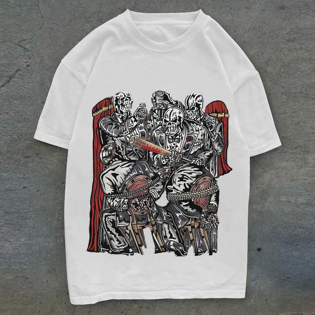 Fashion street style personality round neck loose T-shirt