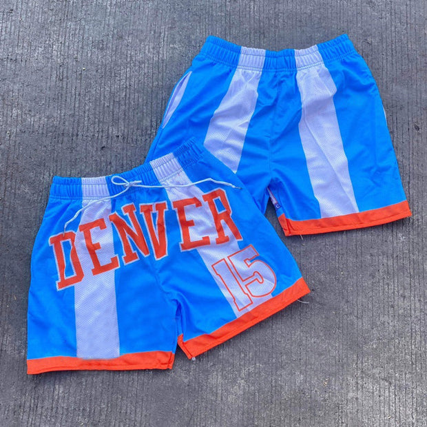 Fashion striped contrast mesh shorts