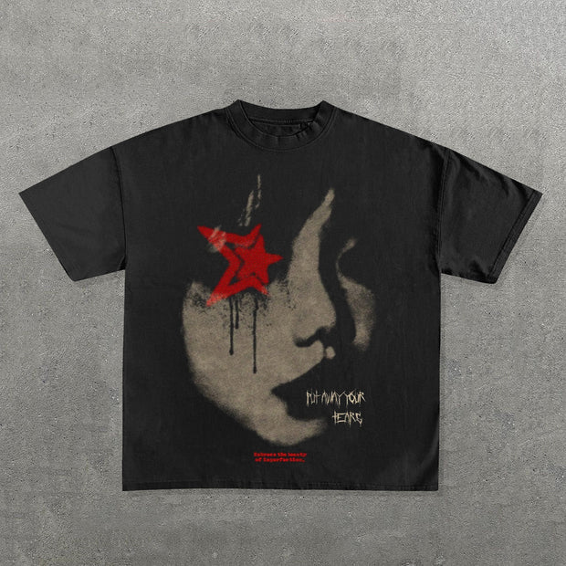 Put Away Your Tears Print Short Sleeve T-Shirt