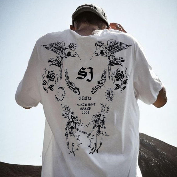 Casual Personality Street Style Printed Crew Neck Short Sleeve T-Shirt