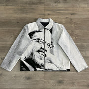 For Freedom Print Long Sleeve Zipped Jacket