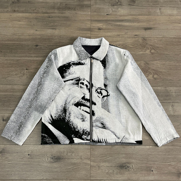 For Freedom Print Long Sleeve Zipped Jacket