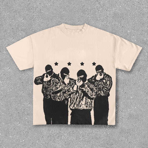 Casual personality oversized printed T-shirt