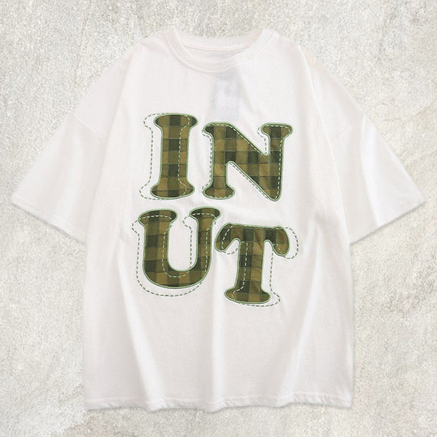 Casual Plaid Letters Tee