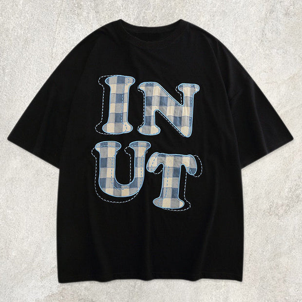 Casual Plaid Letters Tee