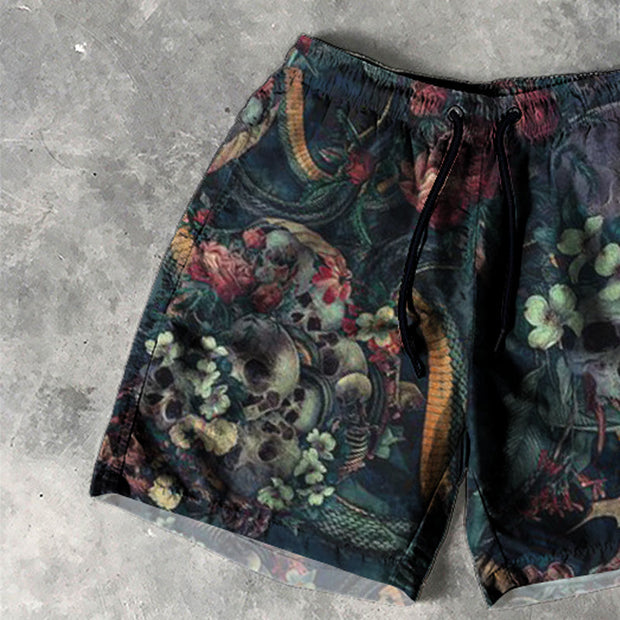 Skull Print 5 Inseam Shorts