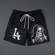 LA Skull Print Mesh Shorts