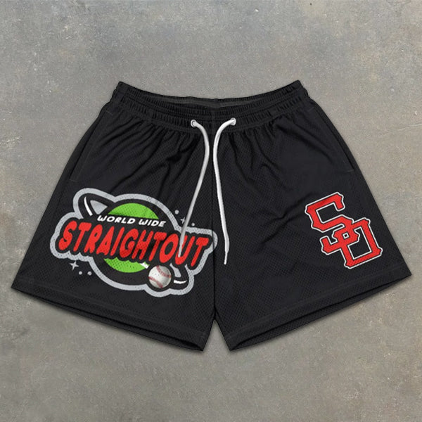 Baseball Graphic Print Elastic Shorts