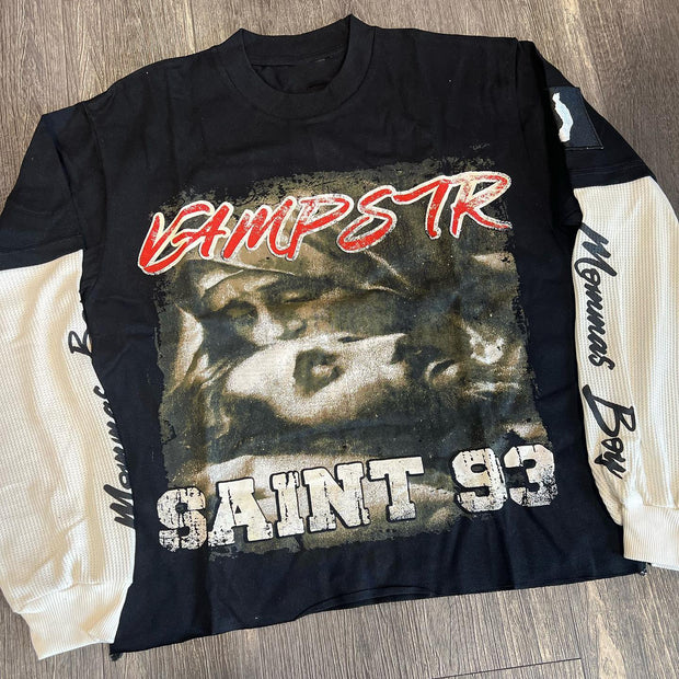 Saint Prayer Casual Street Stitching Long Sleeve T-Shirt